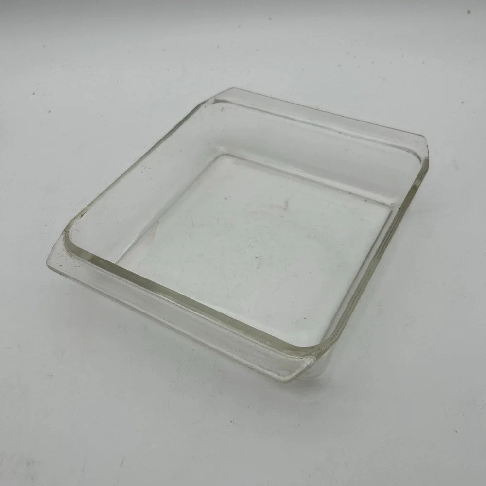 VTG Pyrex # 222 Clear Borosilicate Glass Text Block Logo 8x8x2